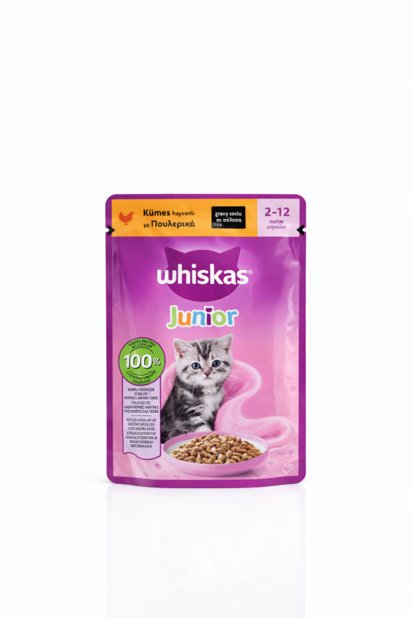 پوچ بچه گربه ویسکاس طعم مرغ در سس Whiskas junior gravy