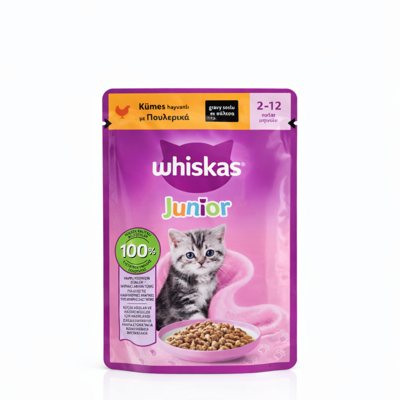 پوچ بچه گربه ویسکاس طعم مرغ در سس Whiskas junior gravy