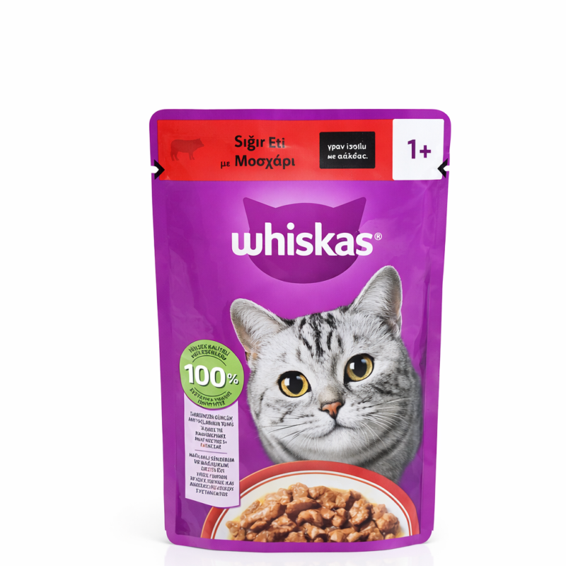 پوچ گربه ویسکاس طعم گوشت گوساله در سس Whiskas Beef gravy